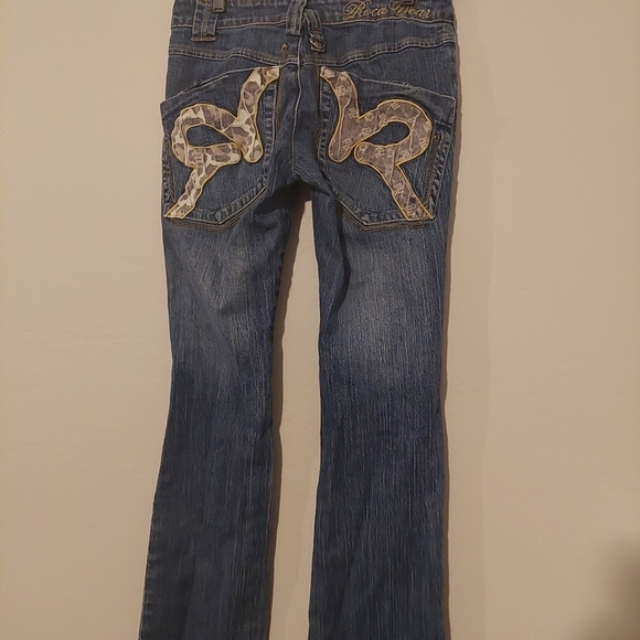 RocaWear Blue Jeans Flare Animal Print Pockets Size 3 Bootcut Coastal Cowgirl - Picture 2 of 11